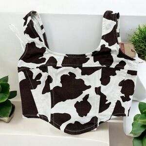 Lone Star NWT Cow Print Crop Top Small